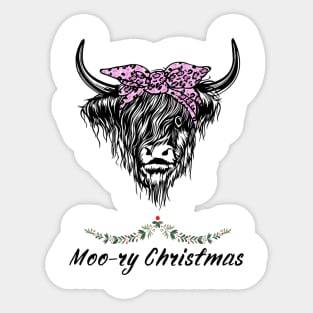 Moo-ry Christmas Sticker